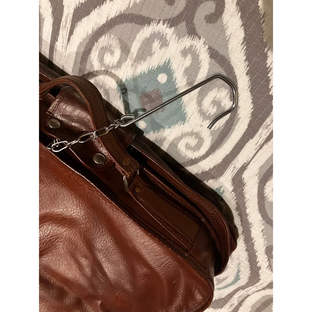 American‎ Tourister Vintage Brown Faux Leather Bi-Fold Garment Bag Travel Suit
